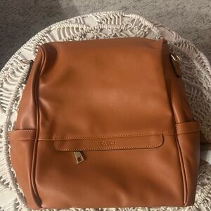 CLUCI Women's Brown Leather look backpack